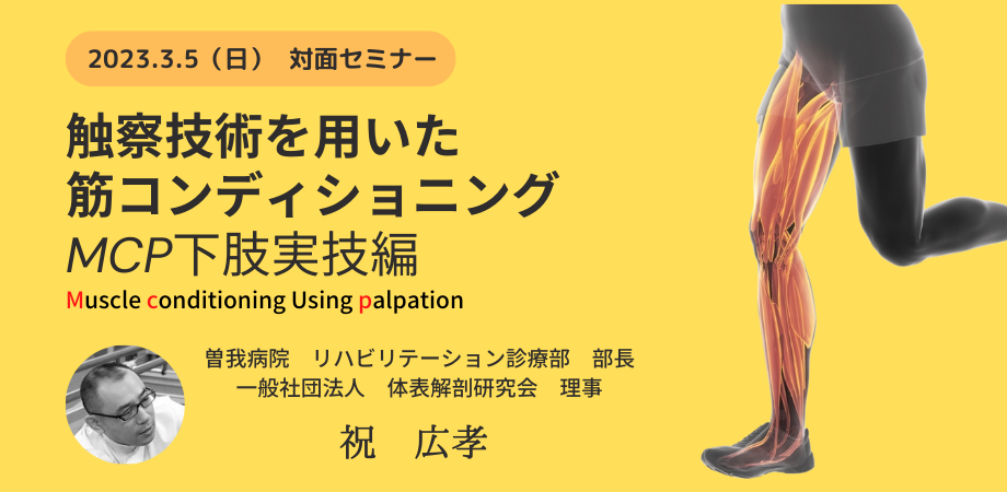 「触察技術を用いた筋コンディショニング MCP (Muscle Conditioning using Palpation :MCP)下肢実技編」